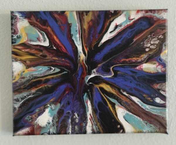 8x10 Acrylic Painting Pour Art - Cosmic Vortex